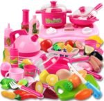 42 Piece Kitchen Cooking Set Girls Boys Fruit Vegetable Tea Playset Toy for Kids Early Age Development Educational Pretend Play Food Assortment Set