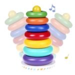 Rainbow Stacking Ring Tower Multicolor Rainbow Stacker Educational Toys - Image 3