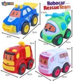 Car Toy Set of Ambulance, Fire Truck, Helicopter, Police car for Kids - Image 3