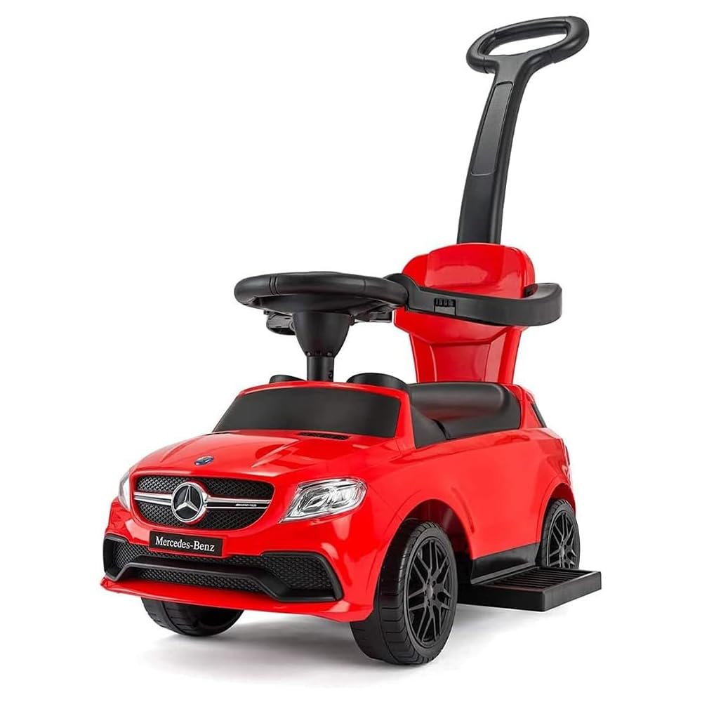 517m60la6-L Mercedes 3 In 1 Ride On Push Car, Toddler Learning Foot To Floor, Removable Parent Handle & Safety Bars, Music Steering Wheel - Image 1