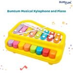2 in 1 Baby Piano Xylophone Toy for Toddlers 1-3 Years Old, 8 Multicolored Key, Keyboard Xylophone Piano, Musical
