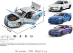 1:24 Scale Nissan Skyline GTR-R34 Diecast Models Alloy Diecast Toy Car Alloy Sports Car Model Vehicle Sound Light & Pull Back