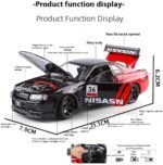 1/24 Scale Nissan Skyline GTR R34 Modified Floral Version Alloy Diecast Model Car with Sound & Light Pull Back Car - Image 5