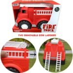 Plastic Toy Fire Truck for Toddlers Boys and Girls Fireman Engine Vehicle with Rescue Ladders for Indoor and Outdoor Imaginative Play - Image 3