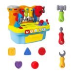 HOLA 907 Baby Toys Musical Educational Toy Workbench with Tools & Light & Shape Sorter Kids Pretend Play Toys for Boys 3 Years - Image 3