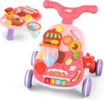 Baby Activity Walker, 2 in 1 Baby Push Walkers and Activity Center, Walker for Baby Boy Girl (Pink) - Image 2