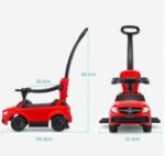 Mercedes 3 In 1 Ride On Push Car, Toddler Learning Foot To Floor, Removable Parent Handle & Safety Bars, Music Steering Wheel - Image 5