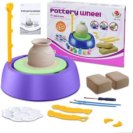 Electric Pottery Wheel Arts Craft Learning Sculpture Educational Toy Gift for Girls Boys Kids Children Toddlers Beginners (22x22cm)
