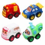 Car Toy Set of Ambulance, Fire Truck, Helicopter, Police car for Kids