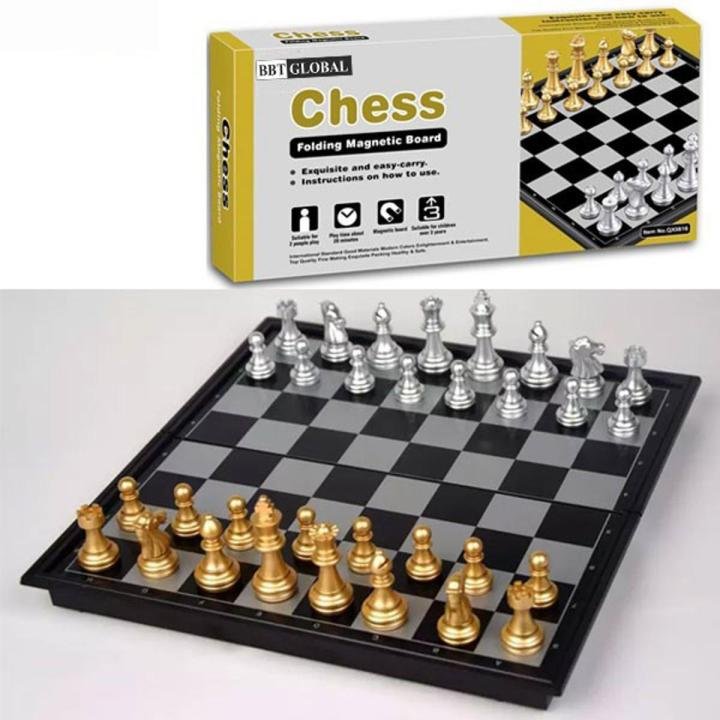 c1445a98eb50999e66ce10d52537ffb0.jpg_720x720q80 Foldable Magnetic Chess Board Game with Gold & Silver Pieces Indoor Family Games 48 cm - Image 1