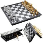Foldable Magnetic Chess Board Game with Gold & Silver Pieces Indoor Family Games 48 cm - Image 2