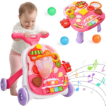 Baby Activity Walker, 2 in 1 Baby Push Walkers and Activity Center, Walker for Baby Boy Girl (Pink) - Image 3