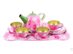 Tea set made of tin with flowers - Image 2