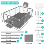 Baby Playpen Kids Safety Round Zipper Door Infant Activity Center Portable Grey - Image 5