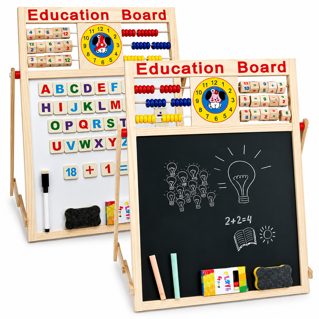 1e6812a4-a224-4aca-8bef-81ee5bd96762 2-in-1 Wooden Educational Learning Board - Image 1