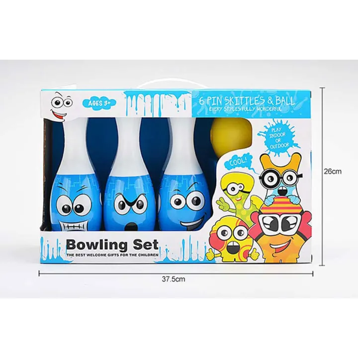 244f7ce48a08da85d49c519ad5a45386.jpg_720x720q80.jpg_ Big Bowling Set for Kids (Plastic 6 Blue Color Pins & 1 Yellow Ball) Sports Bowling Set - Image 1