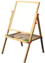 Kids 2 in 1 Wooden Writing Board Easel Black Board & Magnetic White Board Double Sided REVOLVING - Image 3