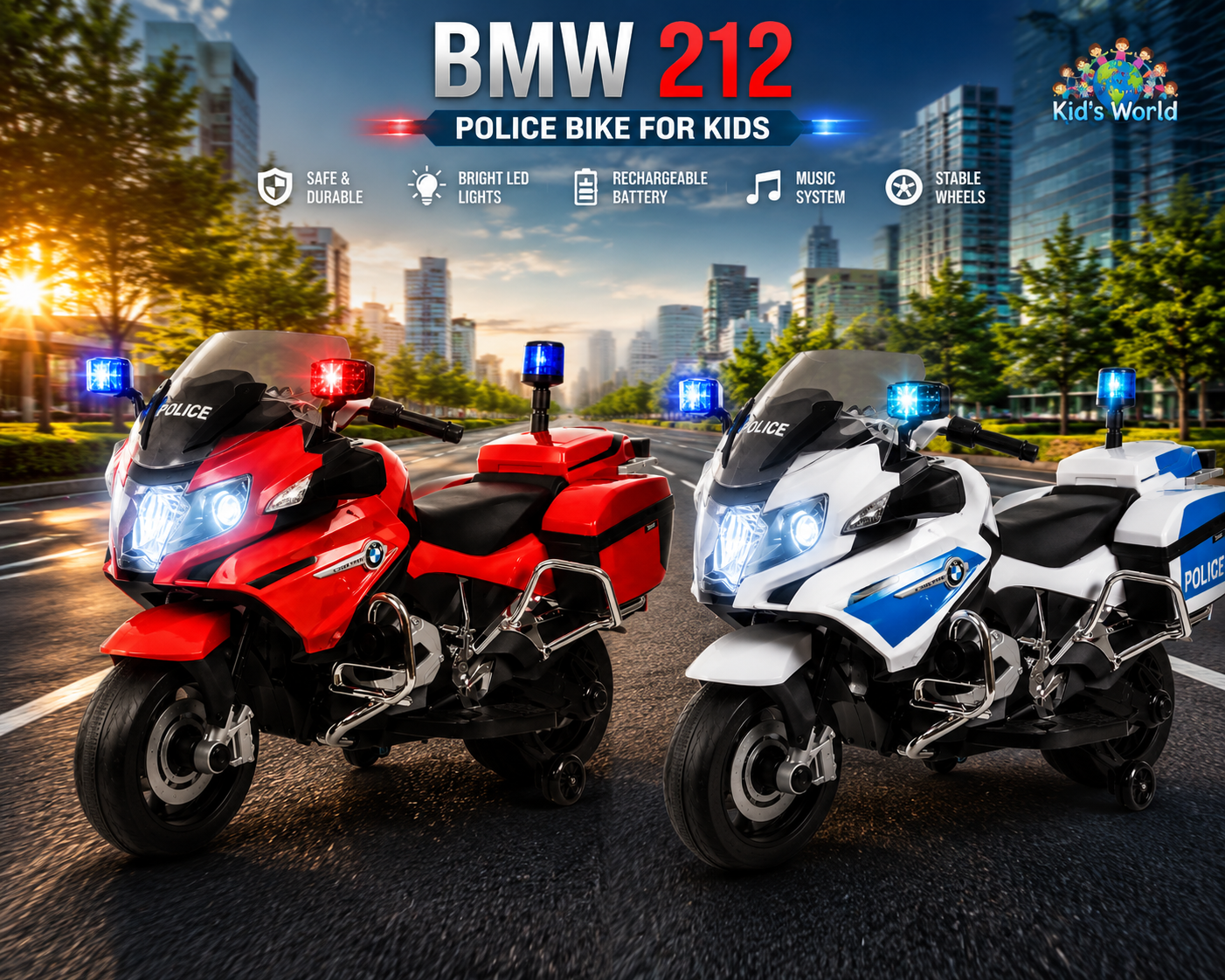 60198edf-bba8-4c30-ac74-fb6699db7b67 BMW 212 Kids Police Ride-On Bike - Image 1