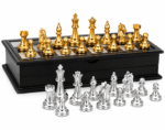 Chess Game Silver Gold Pieces Folding Magnetic Foldable Board Contemporary Set Fun Family Board Games Gifts - Image 3