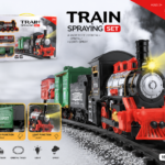 Kids Electric Steam Spray Train Set with Light & Sound