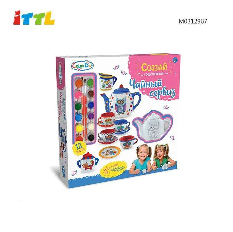 1Te8VIN0LRCaJahjq9A9xvPIAuOh4eAO4h9pBhL8 DIY Color & Paint Tea Party Play Set for Kids - Image 1