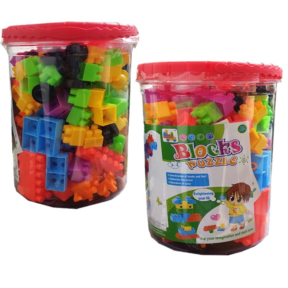 1ca582b7db424f38abf2289452de3471 173 Pieces Colorful Educational Building Blocks Puzzle Set with Storage Bucket for Kids - Image 1