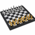 Chess Game Silver Gold Pieces Folding Magnetic Foldable Board Contemporary Set Fun Family Board Games Gifts - Image 2