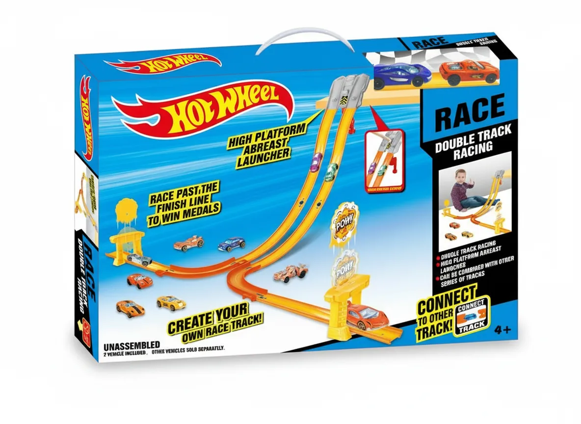 3LJAnQQN5TDXhxT4UnqrxjaJxShTvrNFaqNRJtqH Hot Wheels Alloy Track Set with 2 Metal Cars for Kids - Image 1