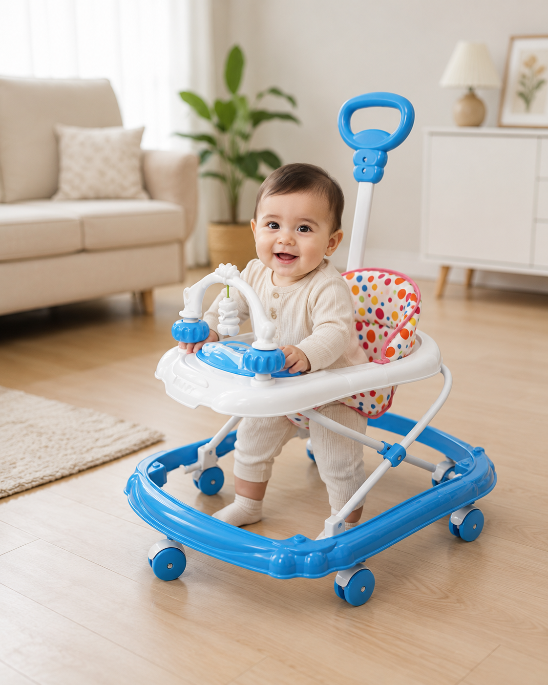4e61d1c2-d510-438e-91e3-263a5d144661 Happy Walker – Cyan Blue & White Baby Walker for Toddlers - Image 1