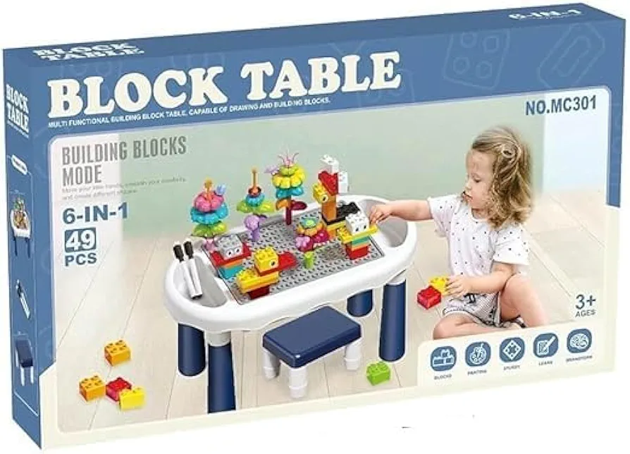 51DXAa4aS4L._AC_UF894,1000_QL80_FMwebp_ 6-in-1 Educational Building Block Activity Table Set with Chair & 49 Pieces Blocks for Kids - Image 1