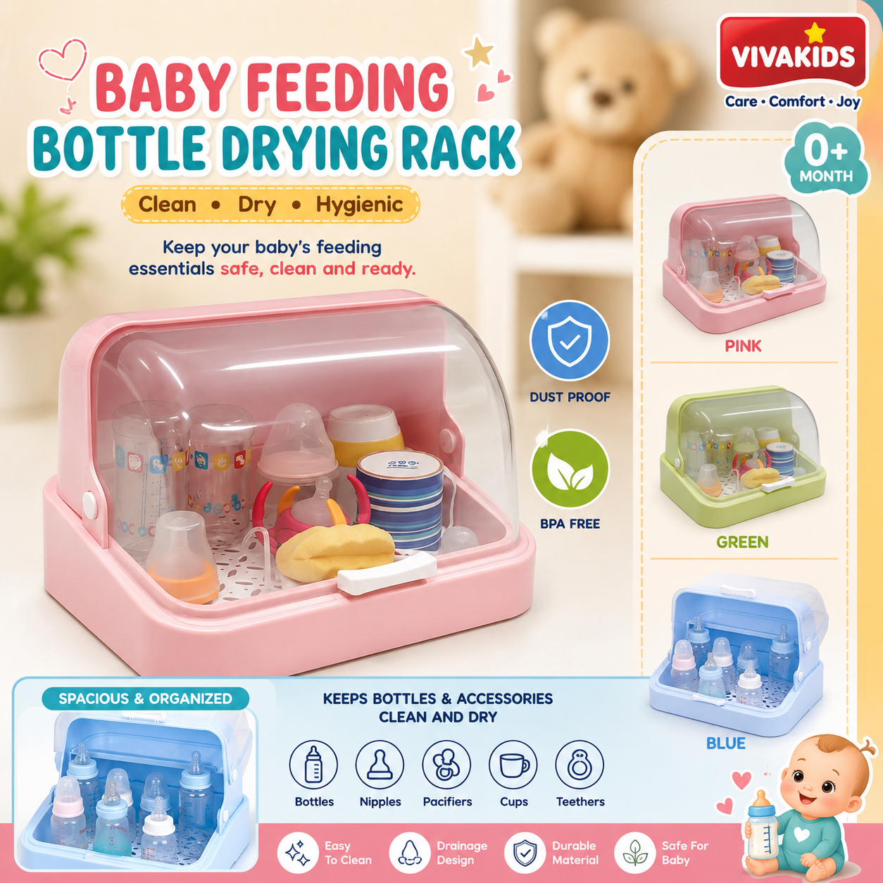 80d3300d-1c14-4ec9-9c2d-e381fb28ce41 Baby Feeding Bottle Drying Rack & Dustproof Storage Box - Image 1