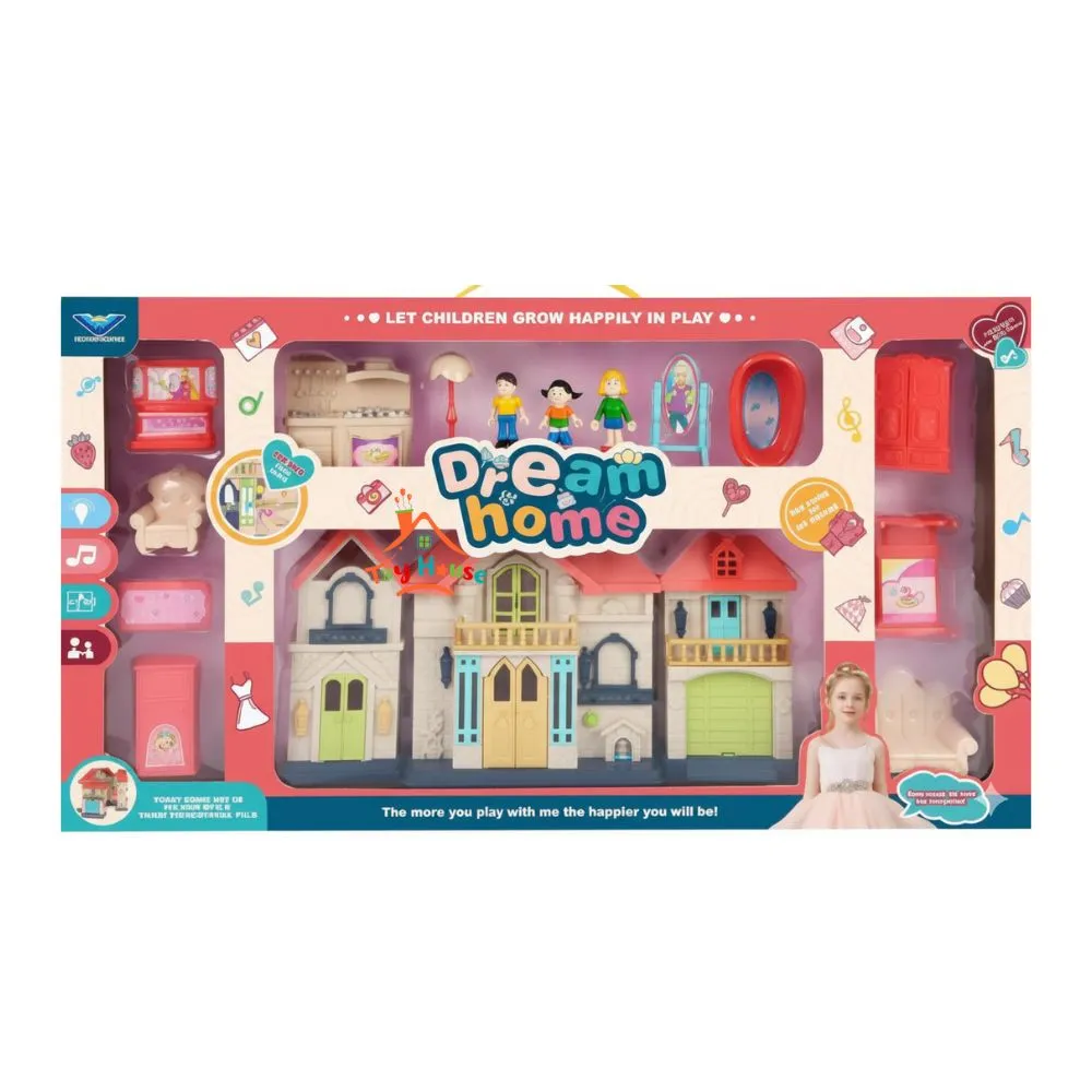 A4a9ynENJuoOT8MGpvNsCTVBLhuEW4dJwwZVB6Ir Dream Home Villa Furniture Playset with Light & Music for Kids - Image 1