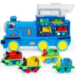 Thomas Style Train Carrier Truck with Mini Engine Set – 5 pcs - Image 2