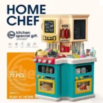 Home Chef Deluxe Kids Kitchen Play Set – 77 Pieces | Light, Sound & Running Water