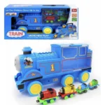 Thomas Style Train Carrier Truck with Mini Engine Set – 5 pcs