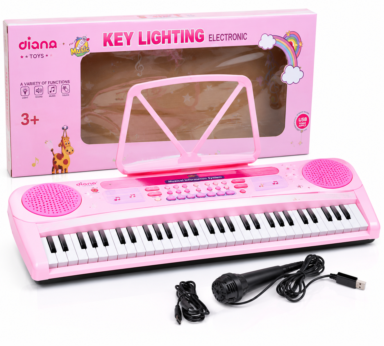 b5840bb3-a77c-49b6-bbb8-dccf158a33d4 Diana Key Lighting Electronic Keyboard with Microphone - Image 1