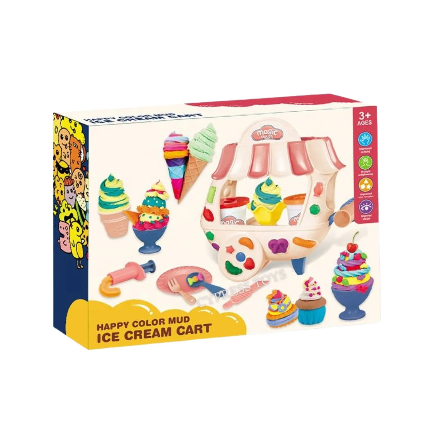 dw6Zi27y37jQ2SHZO1Suj99LM76bBMplC4mqR2BC Happy Color Mud Ice Cream Cart Play Dough Set - Image 1