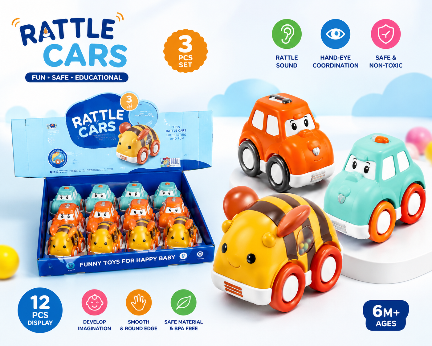 ef9fa919-9790-48fd-921d-30e51657c608 Funny Rattle Cars Baby Toy Set – 1 Psc - Image 1