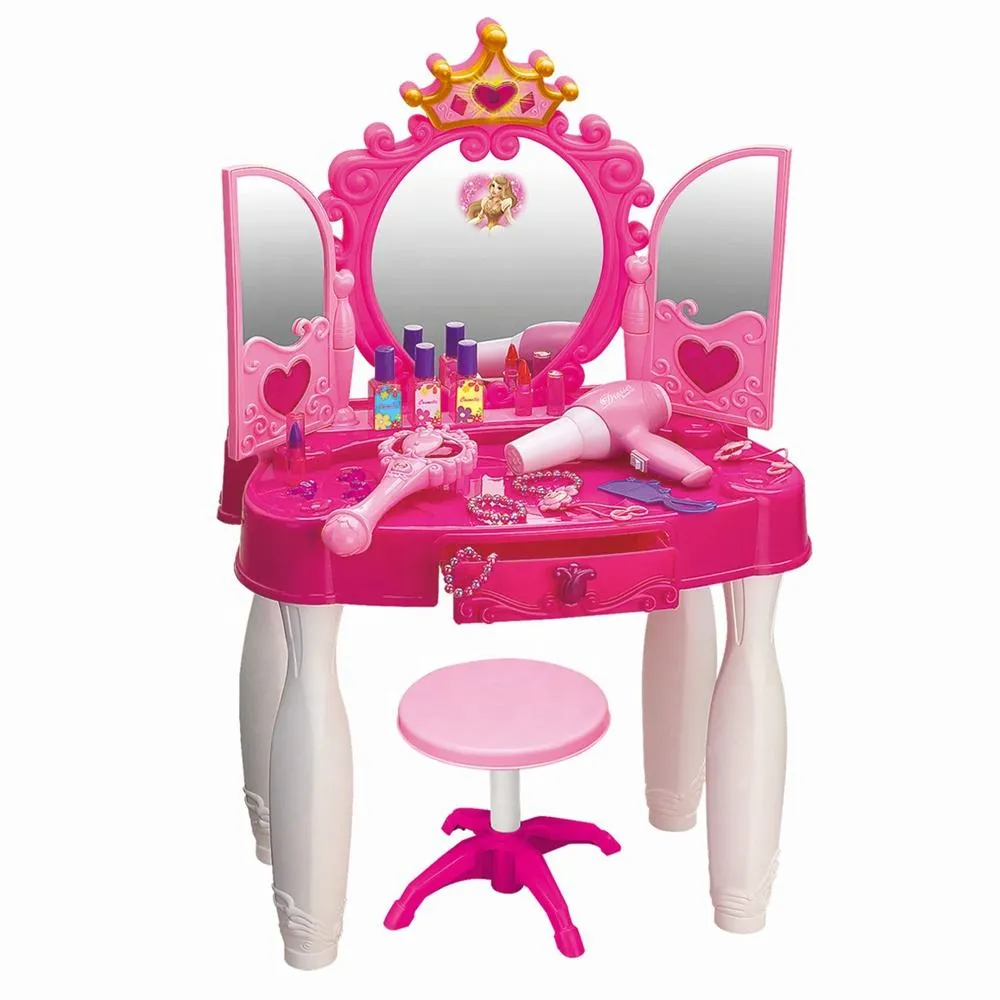 qOSd4sxVl2EwbRbTWX4X6z8suJUXYu56PYbOlbEj Princess Vanity Table Kids Makeup Play Set with Music - Image 1