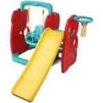 3-in-1 Kids Slide, Swing & Basketball Playset