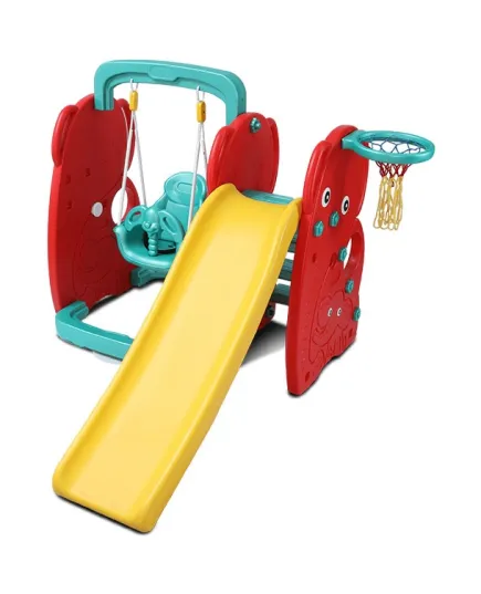 vbQRmyoBwNHcIAjEvMbCvXOt4uJdBbzimBSmFhrm 3-in-1 Kids Slide, Swing & Basketball Playset - Image 1