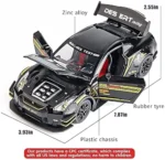 Nissan GTR 1:24 Scale Diecast Model Car Toy, Alloy Metal Pull Back Car - Image 6