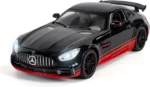 1:24 Mercedes Benz AMG GTR Die-Cast Toy Car, Alloy Metal Pull Back Sports Car with Light, Sound & Openable Doors, Luxury Model Gift for Kids & Collectors - Black - Image 2