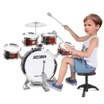 Kids Jazz Drum Set – 8 Piece Musical Drum Kit with Stool & Drum Sticks - Image 2