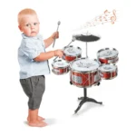 Kids Jazz Drum Set – 8 Piece Musical Drum Kit with Stool & Drum Sticks - Image 3