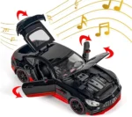1:24 Mercedes Benz AMG GTR Die-Cast Toy Car, Alloy Metal Pull Back Sports Car with Light, Sound & Openable Doors, Luxury Model Gift for Kids & Collectors - Black - Image 5