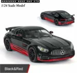 1:24 Mercedes Benz AMG GTR Die-Cast Toy Car, Alloy Metal Pull Back Sports Car with Light, Sound & Openable Doors, Luxury Model Gift for Kids & Collectors - Black - Image 4