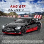 1:24 Mercedes Benz AMG GTR Die-Cast Toy Car, Alloy Metal Pull Back Sports Car with Light, Sound & Openable Doors, Luxury Model Gift for Kids & Collectors - Black