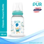 PUR Classic Round Baby Feeding Bottle 125ml (4oz) – BPA Free | Standard Neck (9012)