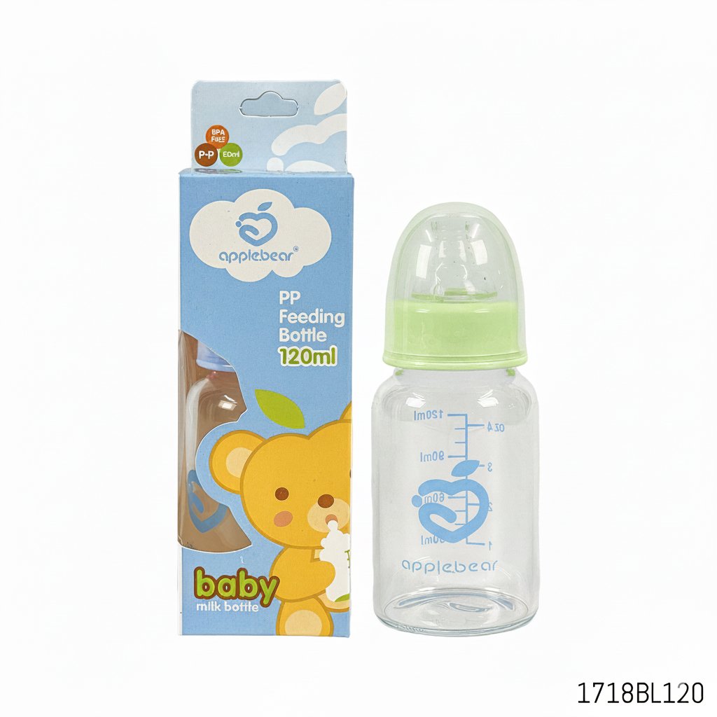 1718gn120-applebear-glass-feeding-bottle---120ml-2 Applebear Glass Feeding Bottle - 120ml - Image 1